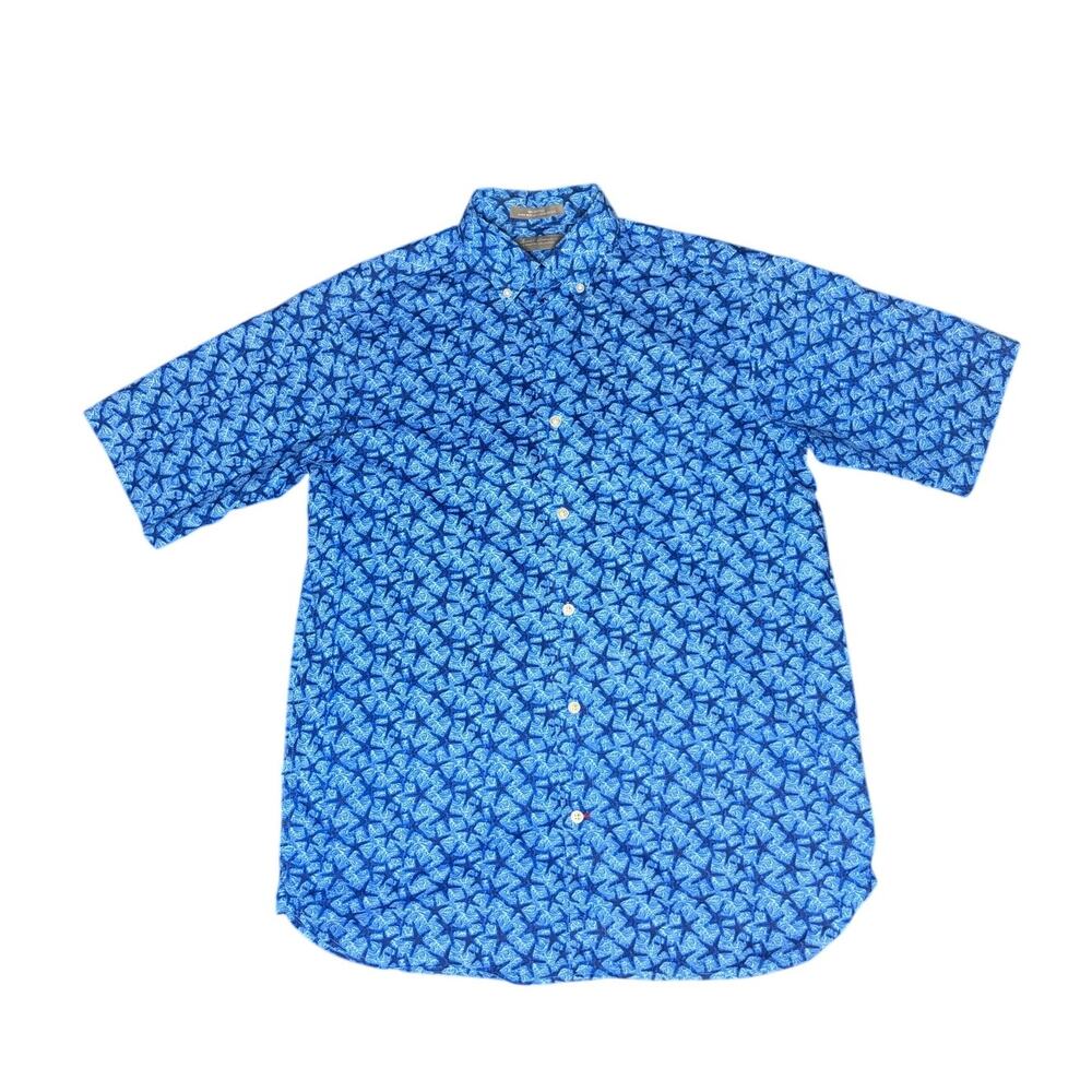 Daniel Cremieux Men S Blue Starfish Casual Button Down Shirt Short Sleeve Small - Picture 4 of 5
